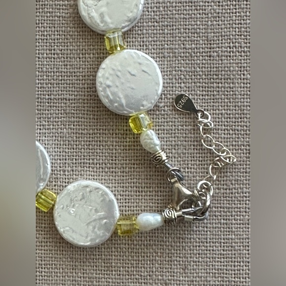 22-1/2 inch Freshwater Pearl Coin bead necklace NWOT - Picture 5 of 12